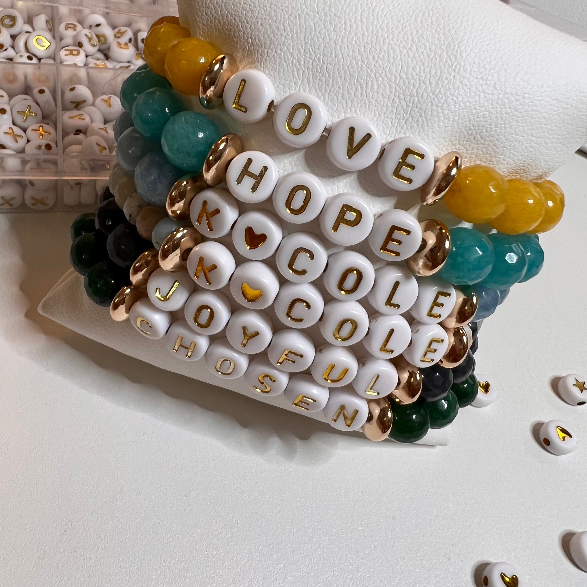 Personalized beaded name discount bracelets